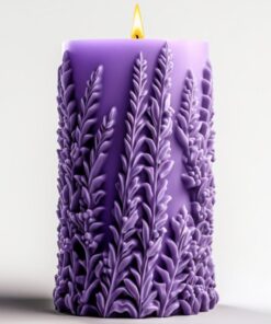 Purple candle with herb shape